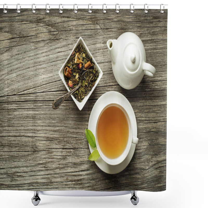 Personality  Tea In Cup With Dry Tea Collection Shower Curtains