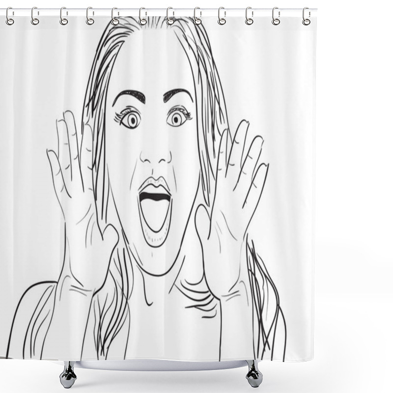 Personality  Surprised Woman Shower Curtains