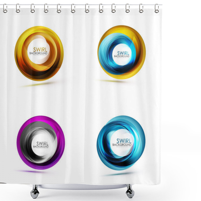 Personality  Swirl Circular Icons, Spiral Motion And Rotation In Circle Shapes Shower Curtains