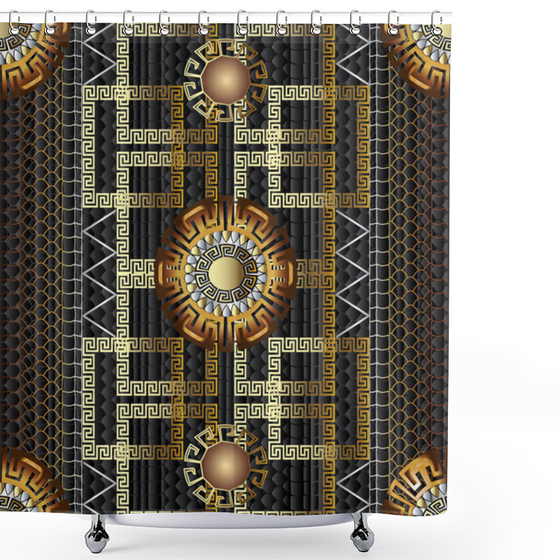 Personality  Geometric Greek 3d Vector Seamless Pattern. Shower Curtains