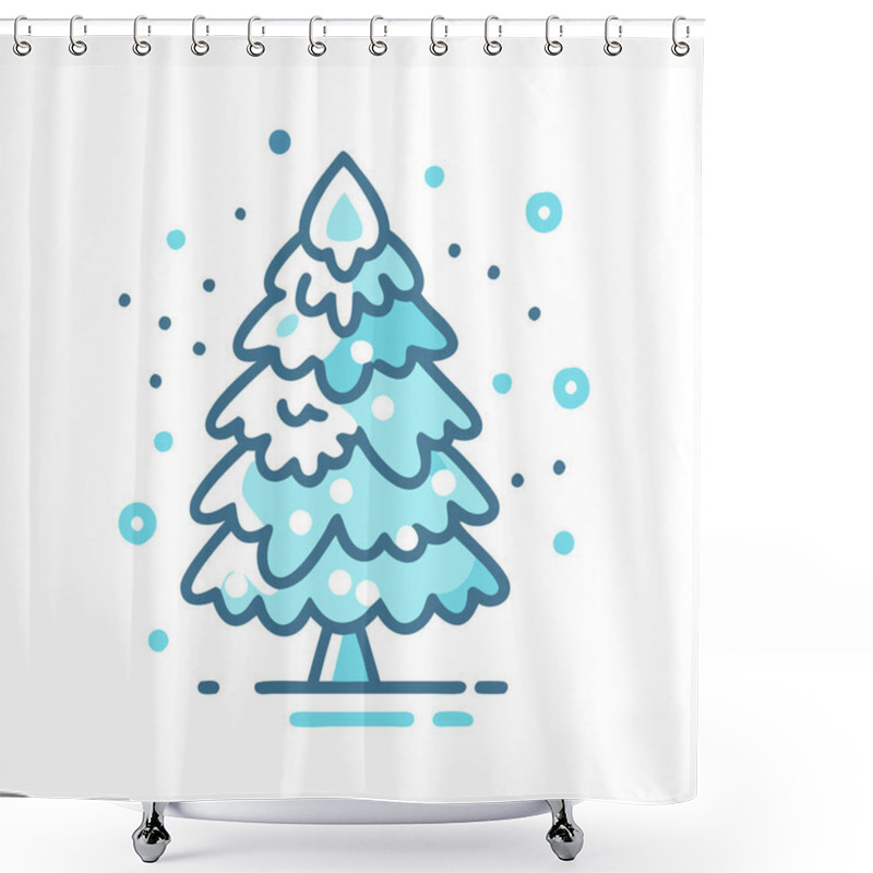 Personality  Icon Of A Snow Covered Tree, Ideal For Winter Scenes. Shower Curtains