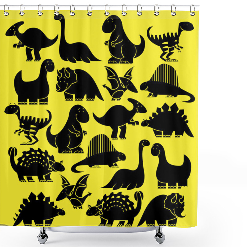 Personality  Set Of Different Cute Cartoon Dinosaurs Shower Curtains