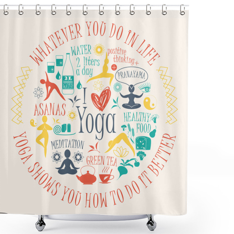 Personality  Yoga Background With Yogic Quote Shower Curtains