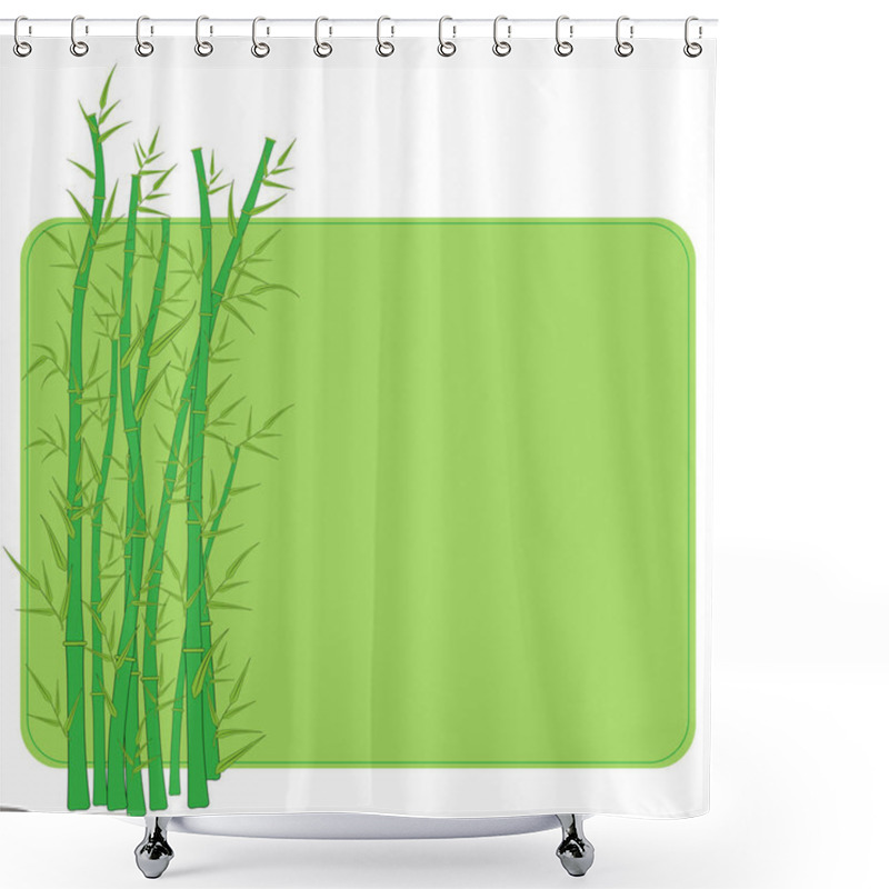 Personality  Vector Green Bamboo Stems And Leaves Isolated On White Background With Copy Space Shower Curtains