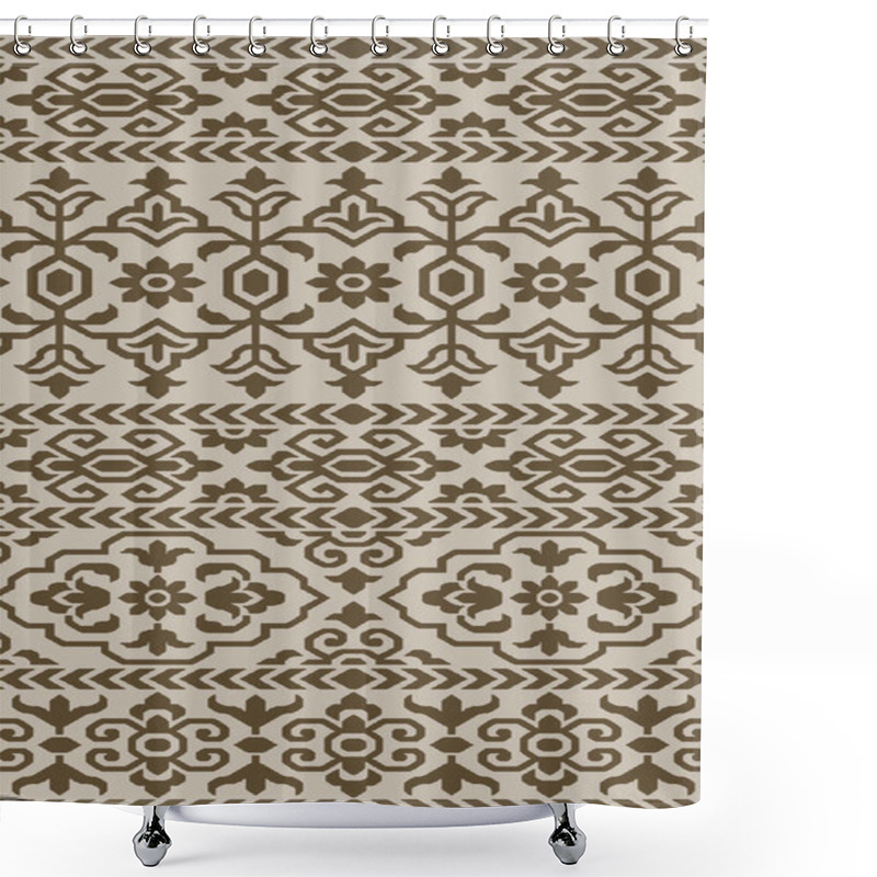 Personality  Carpet Bathmat And Rug Boho Style Ethnic Design Pattern With Distressed Woven Texture And Effect Shower Curtains