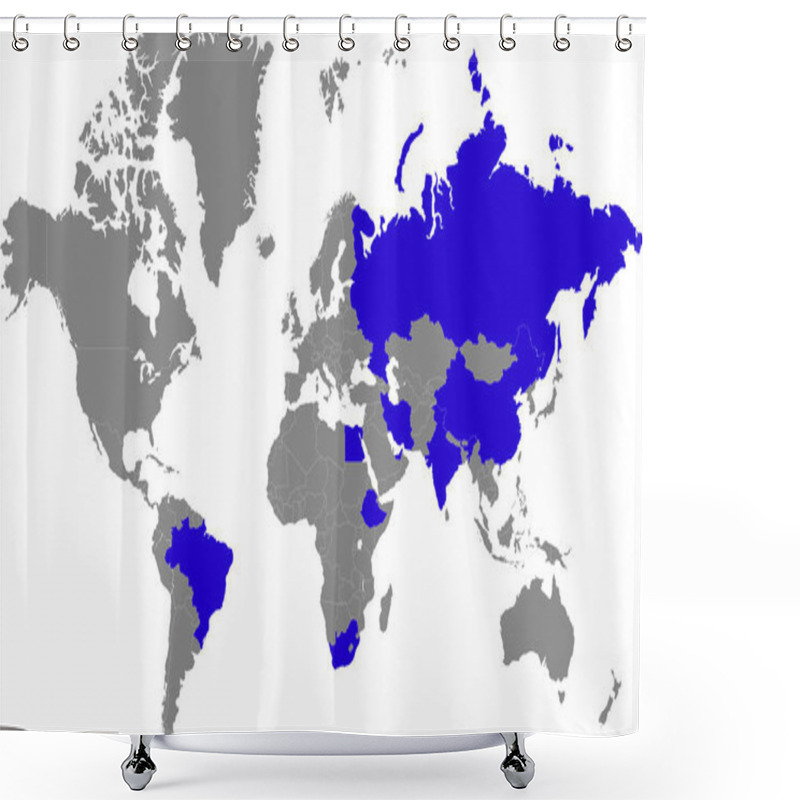 Personality  Brics Country In World, World Map, Geographic Map, Country Map, Country Border Line, Brics Nation, Brics Country Highlight, Brazil, Russia, India, China, South Africa, Asia, Africa Shower Curtains