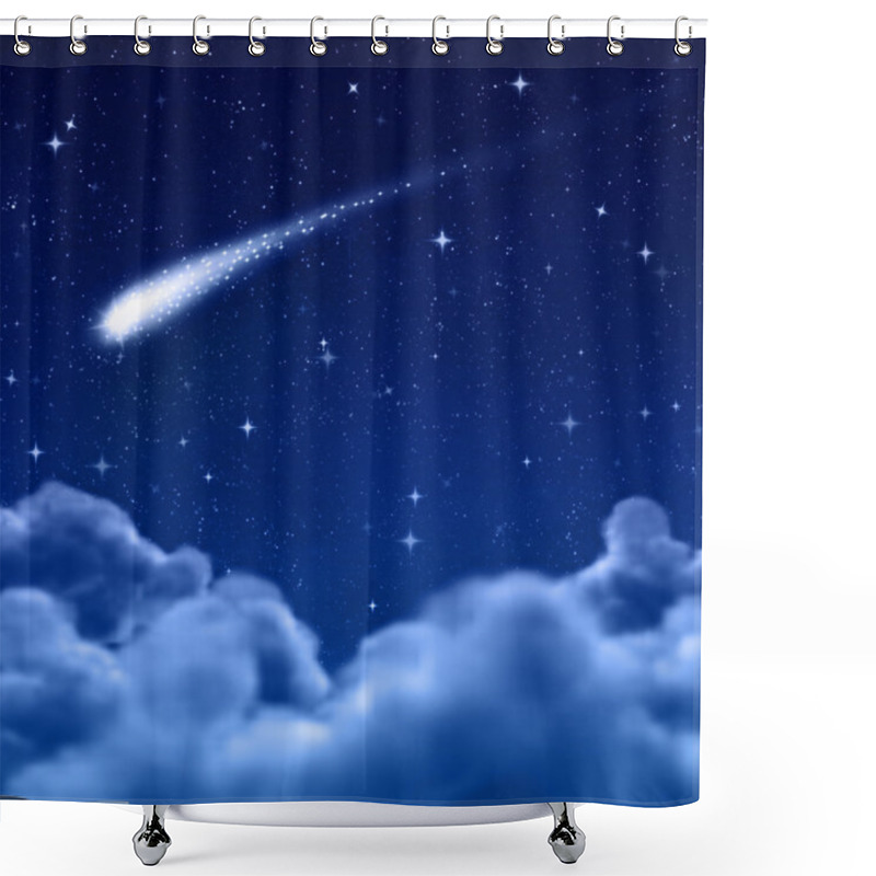 Personality  Space Or Night Sky Through Clouds Shower Curtains