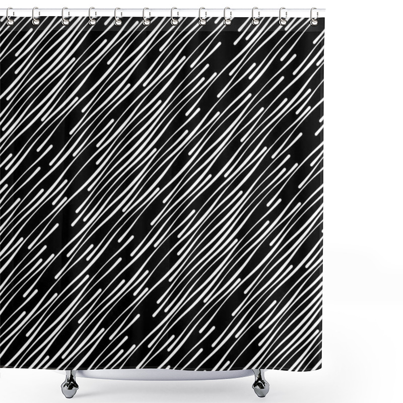 Personality  Black And White Abstract Diagonal Stripes Geometric Vector Seaml Shower Curtains