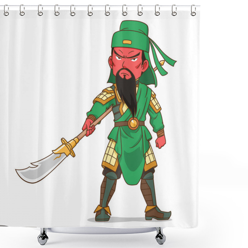 Personality  Cartoon Character Of Guan Yu, Chinese Military General. Shower Curtains