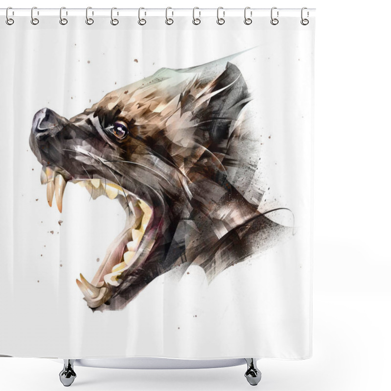 Personality  Drawing Animal Muzzle Wolverine Side View On A White Background Shower Curtains