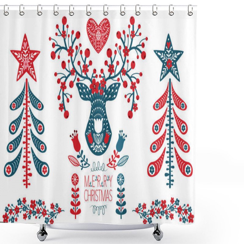 Personality  Scandinavian Christmas Design Elemetns Shower Curtains