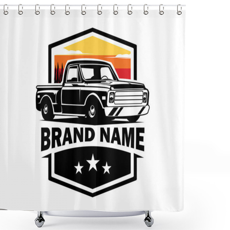 Personality  The Best C10 Truck Logo For The Truck Car Industry. Vector Illustration Available In Eps 10. View From The Side With A Very Eye Catching View. Shower Curtains