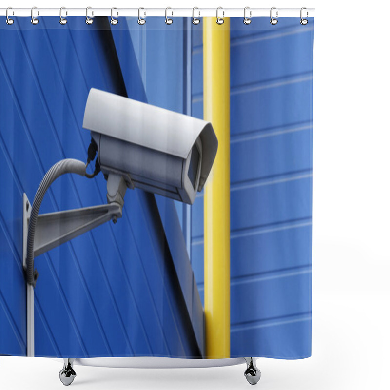 Personality  Surveillance Camera Next To Yellow Pipe Shower Curtains