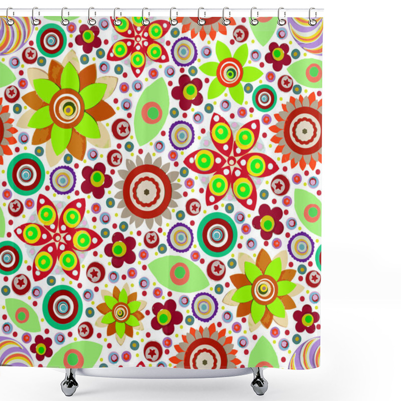 Personality  Abstract Seamless Flowers Pattern Shower Curtains