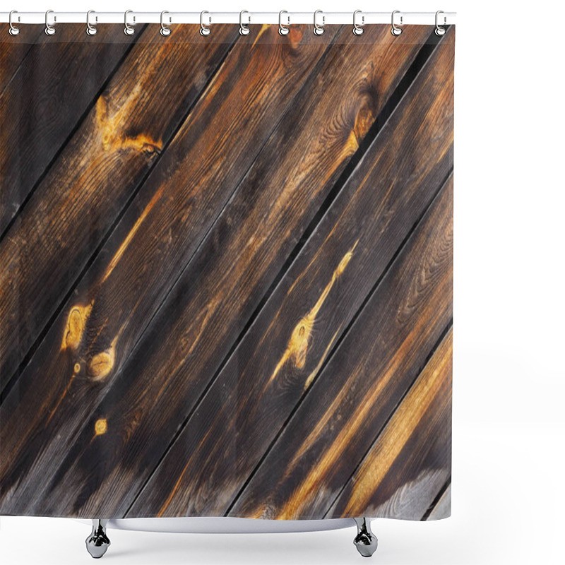 Personality  Wood Panel Background. Planked Wooden Texture Flat Lay Photo Design Shower Curtains