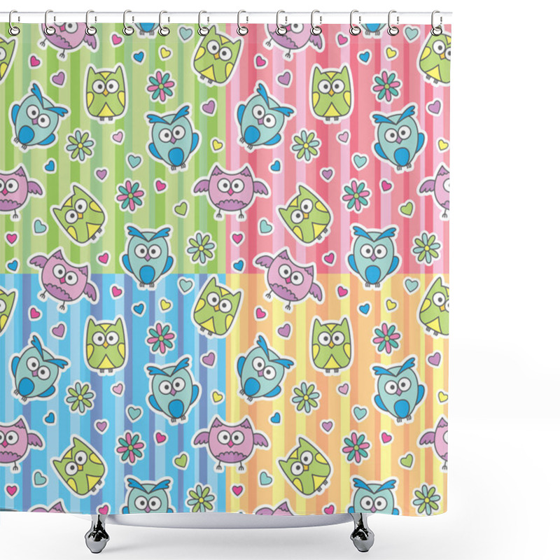 Personality  Patterns Of Cartoon Owls Shower Curtains