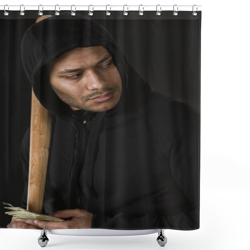 Personality  Robber With Baseball Bat And Money Shower Curtains