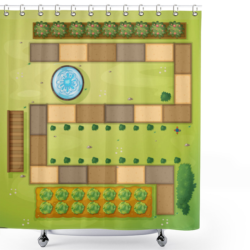 Personality  An Aerial View Of A Garden Shower Curtains