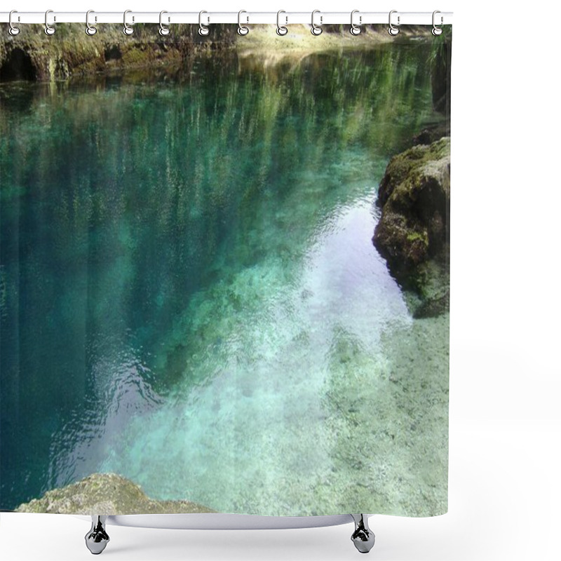 Personality  Hues Of Green At The Enchanted River Of Surigao Del Sur, Philippines. Shower Curtains