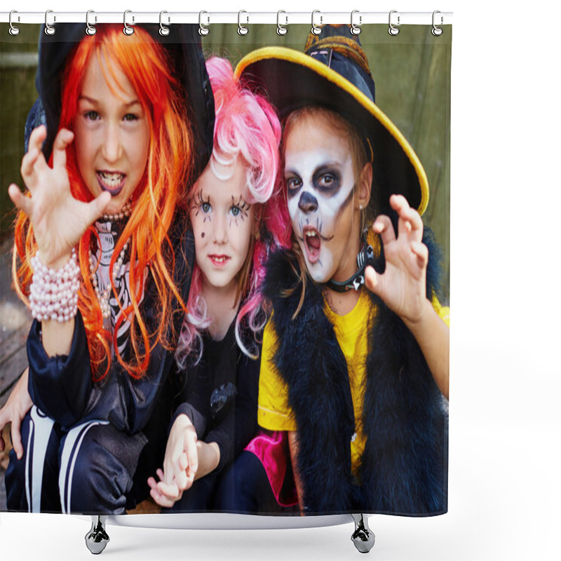 Personality  Girls In Halloween Costumes Shower Curtains