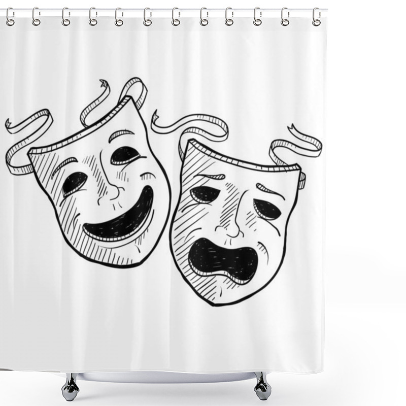 Personality  Drama Masks Sketch Shower Curtains