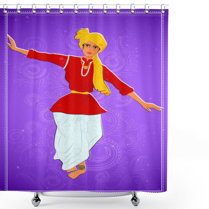 Personality  Man Performing Phag Folk Dance Of Haryana, India Shower Curtains