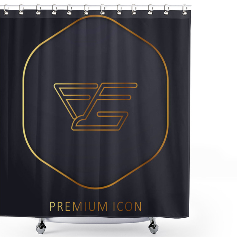 Personality  Bird In Flight Variant Golden Line Premium Logo Or Icon Shower Curtains