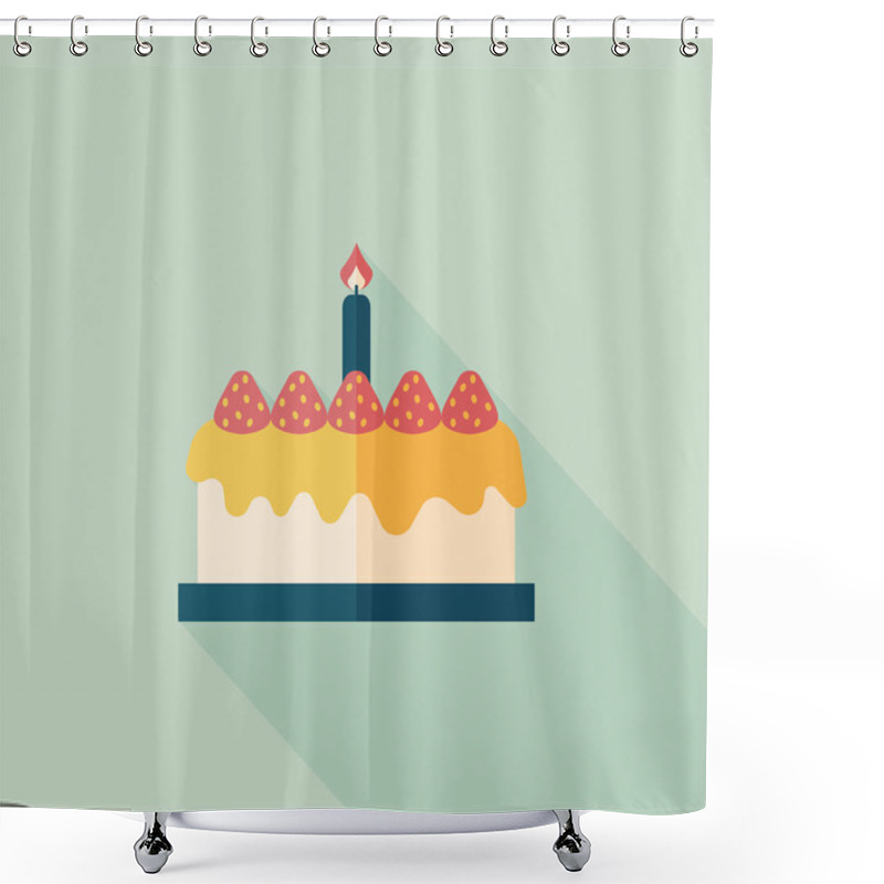 Personality  Birthday Cake Flat Icon With Long Shadow,eps10 Shower Curtains