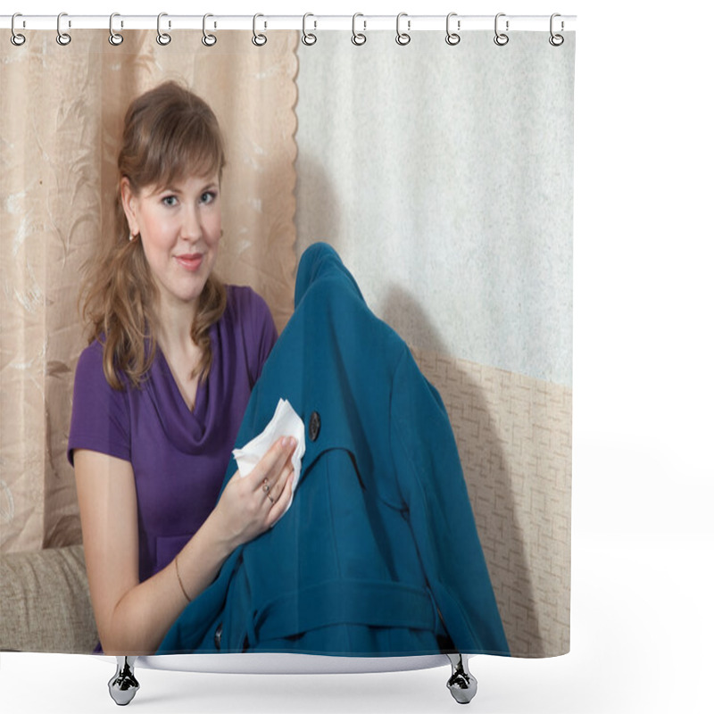 Personality  Woman Cleaning Coat Shower Curtains