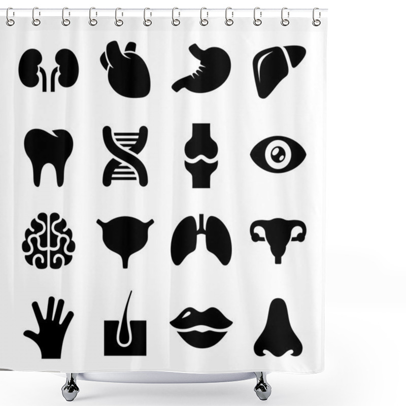 Personality  Human Organs Icons Set. Vector Shower Curtains