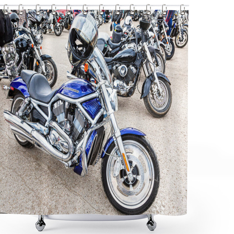 Personality  Samara, Russia - May 18, 2019: Harley Davidson Motorcycles On The City Street Shower Curtains