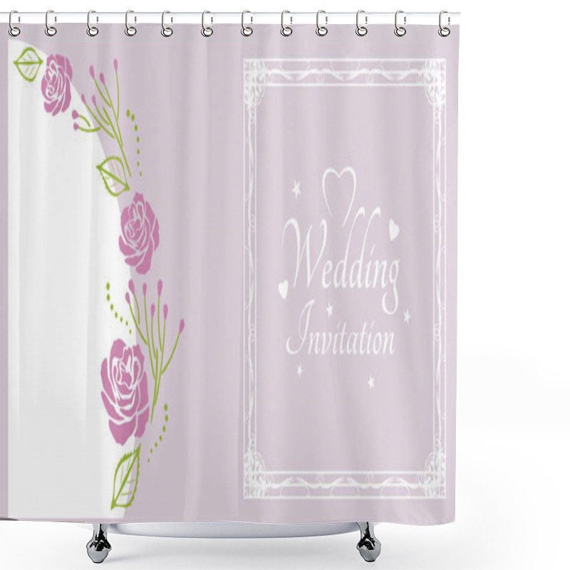 Personality  Wedding Invitation. Sample For Postcard With Purple Roses Shower Curtains