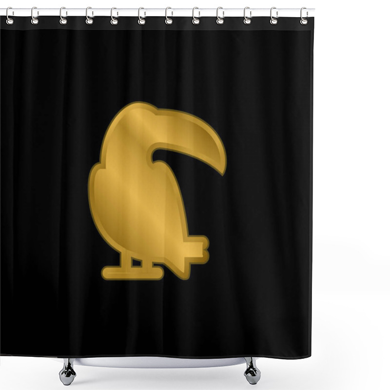 Personality  Big Toucan Gold Plated Metalic Icon Or Logo Vector Shower Curtains