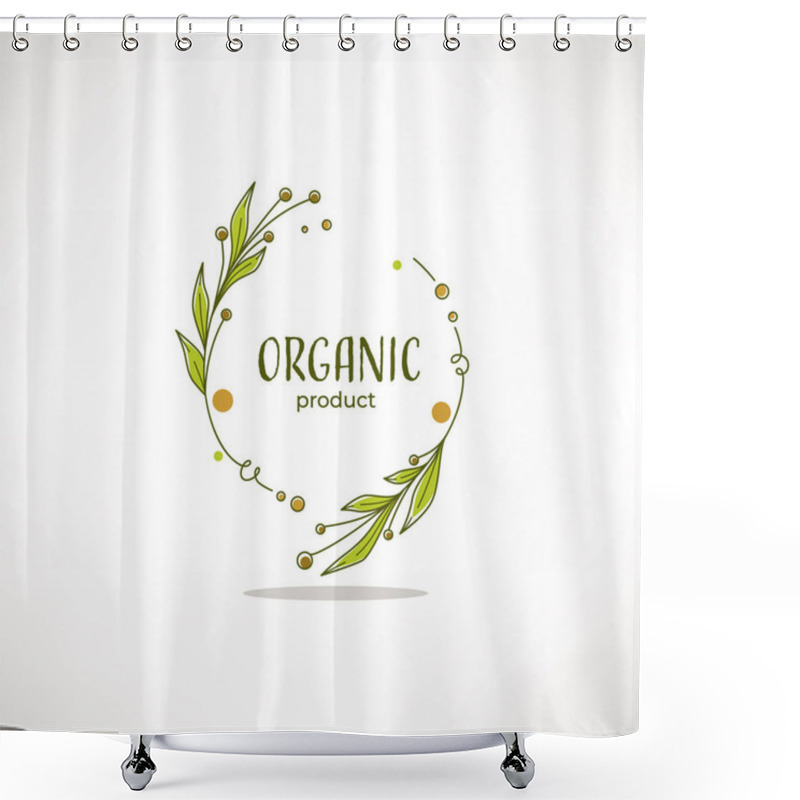 Personality  Nature, Organic, Bio, Nature Doodle Floral  Leave Emblems,  Fram Shower Curtains