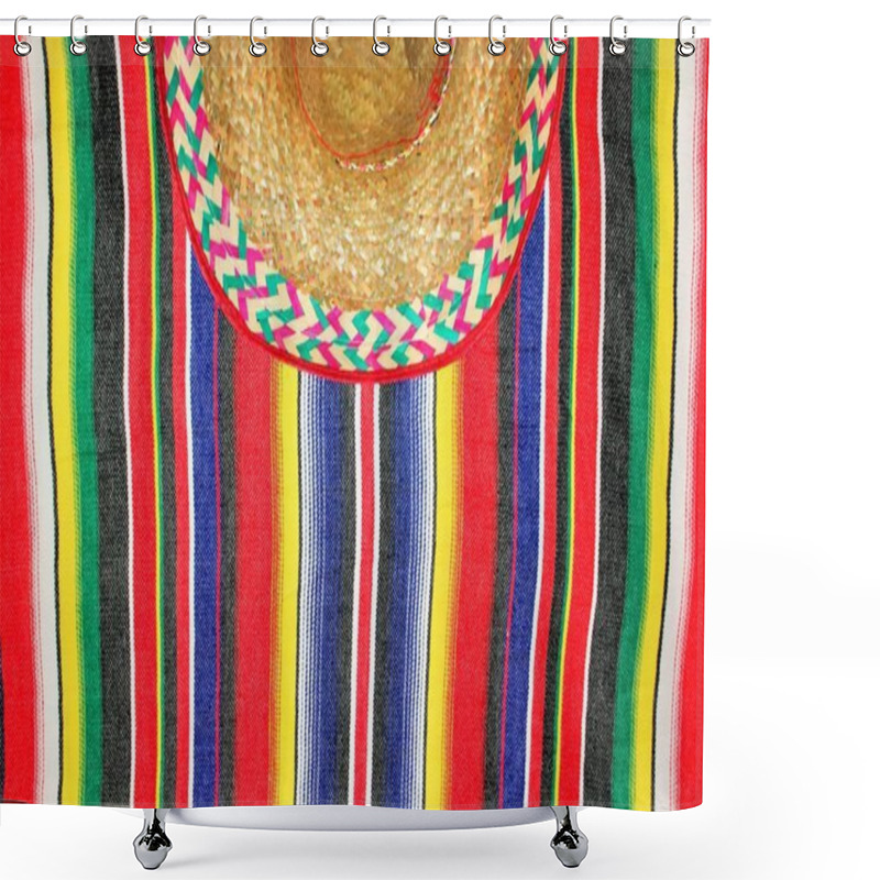 Personality  Mexico Mexican Cinco De Mayo Poncho Fiesta With Stripes Sombreo Blanket Stock, Photo, Photograph, Image, Picture, Shower Curtains