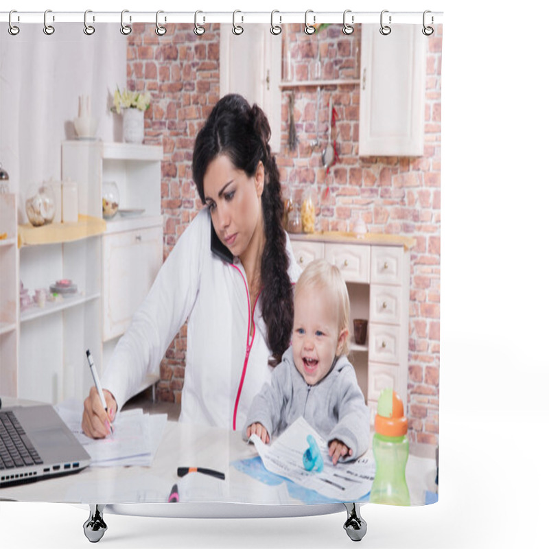 Personality  Mother And Baby In Home Office Shower Curtains