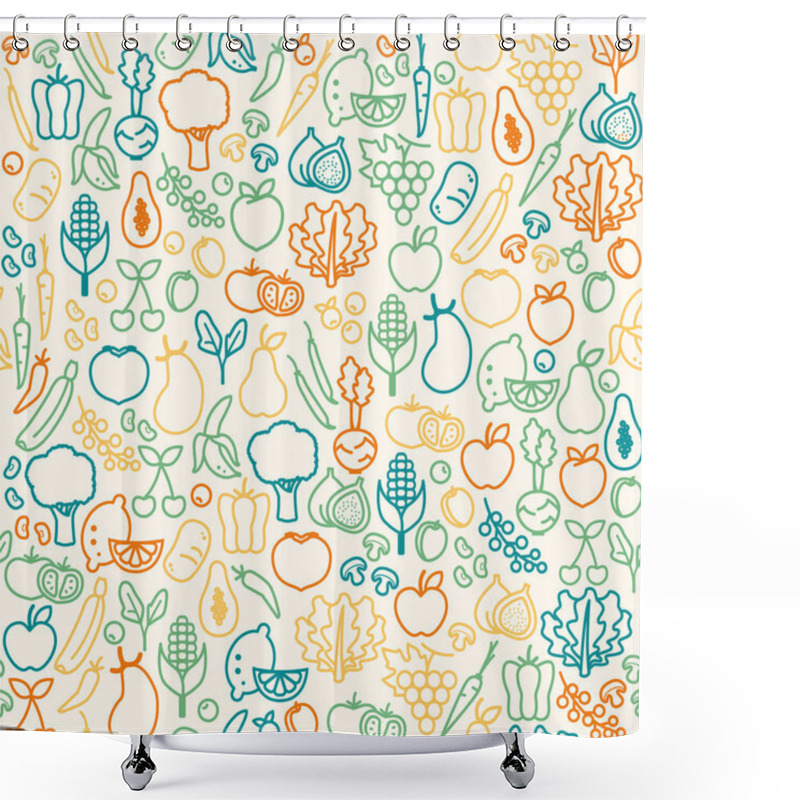 Personality  Seamless Pattern Of Fresh Vegetables Shower Curtains