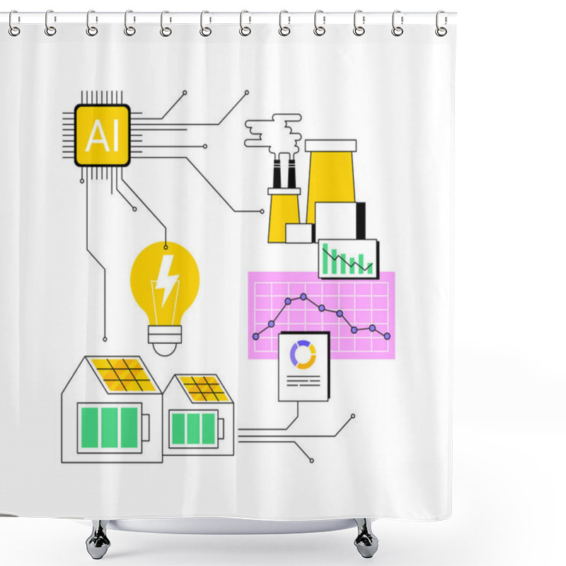 Personality  AI-Supported Demand Response Abstract Concept Vector Illustration. Energy. Encourage Consumers To Reduce Energy Consumption During Peak Periods. AI Technology. Abstract Metaphor. Shower Curtains