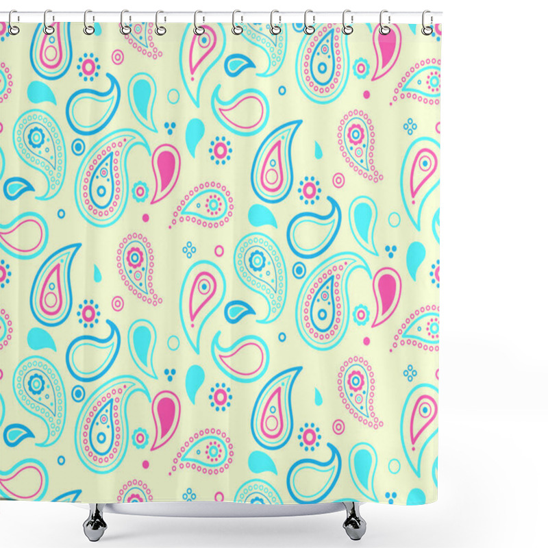 Personality  Vibrant Pastel Paisley Pattern.  Perfect For Textile Design, Wrapping Paper, Or Website Backgrounds.  Cheerful, Playful Design With A Retro Feel. Shower Curtains