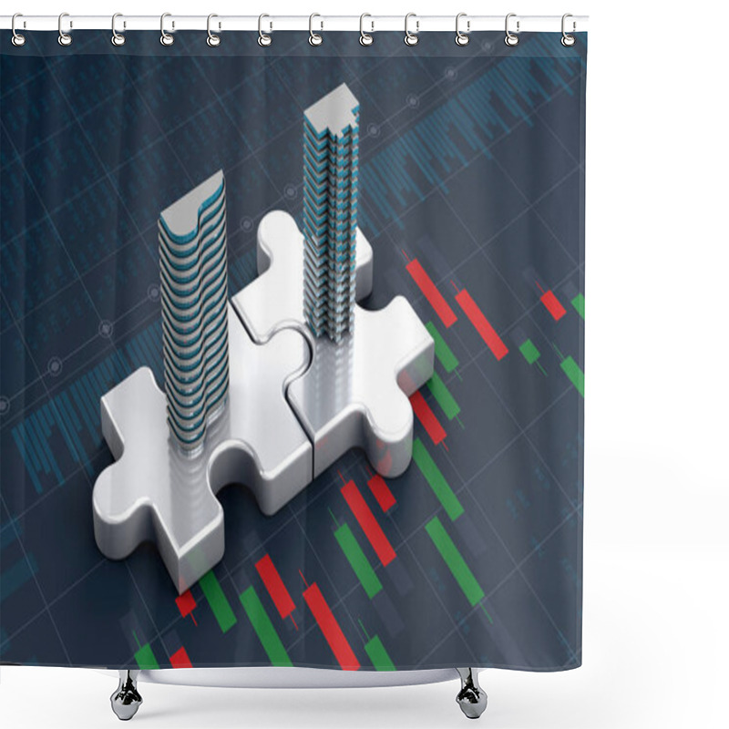 Personality  Merger And Acquisition Business Concept, Join Company On Puzzle  Shower Curtains