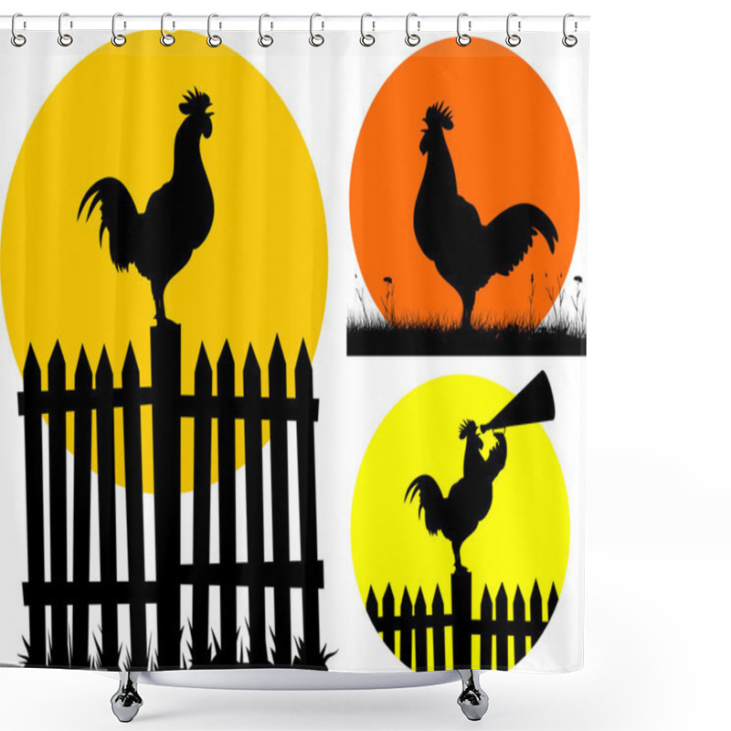 Personality  Crowing Rooster And Rising Sun Shower Curtains