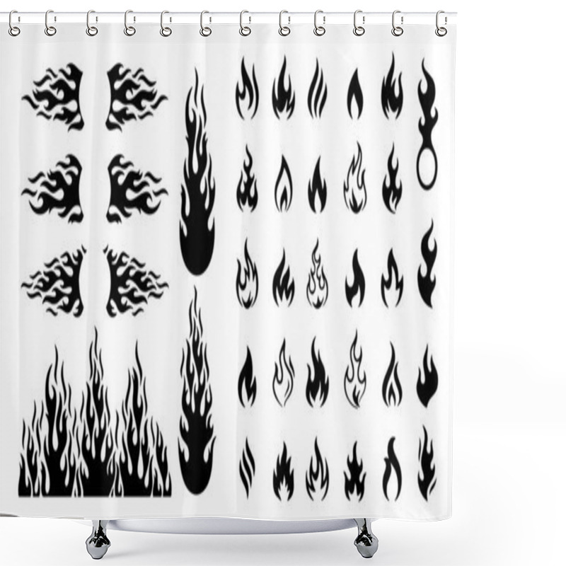 Personality  Vector Fire Flame Icon Set Symbol Of Fire On White Background Shower Curtains