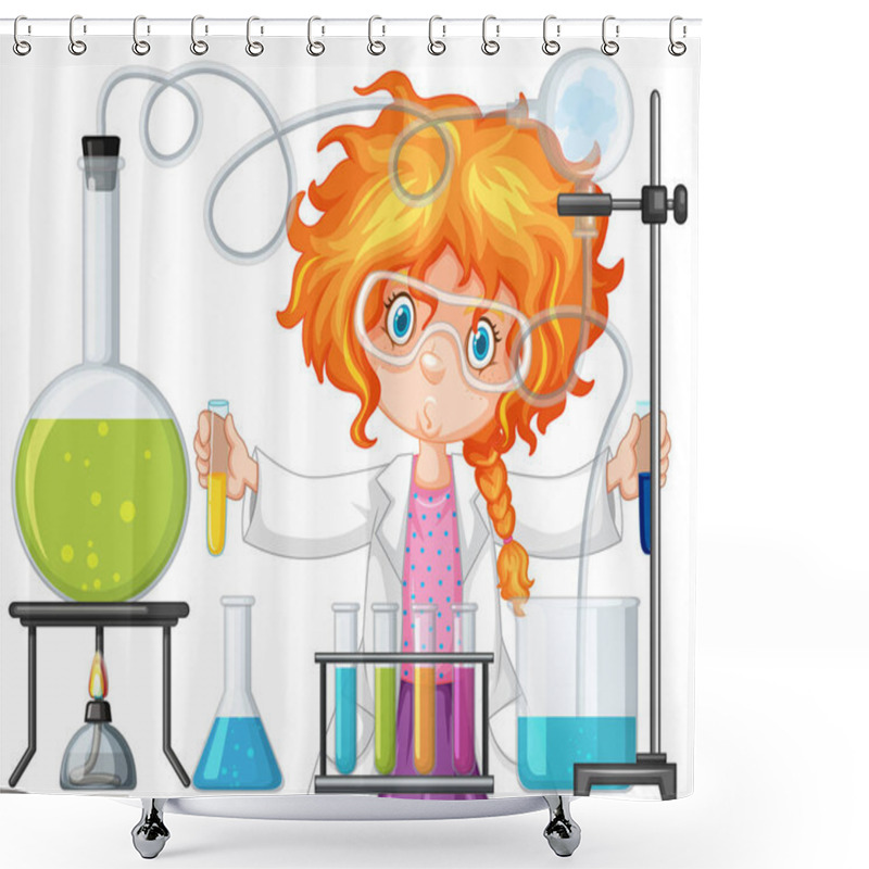 Personality  Scientist Doing Experiment In Science Lab Shower Curtains