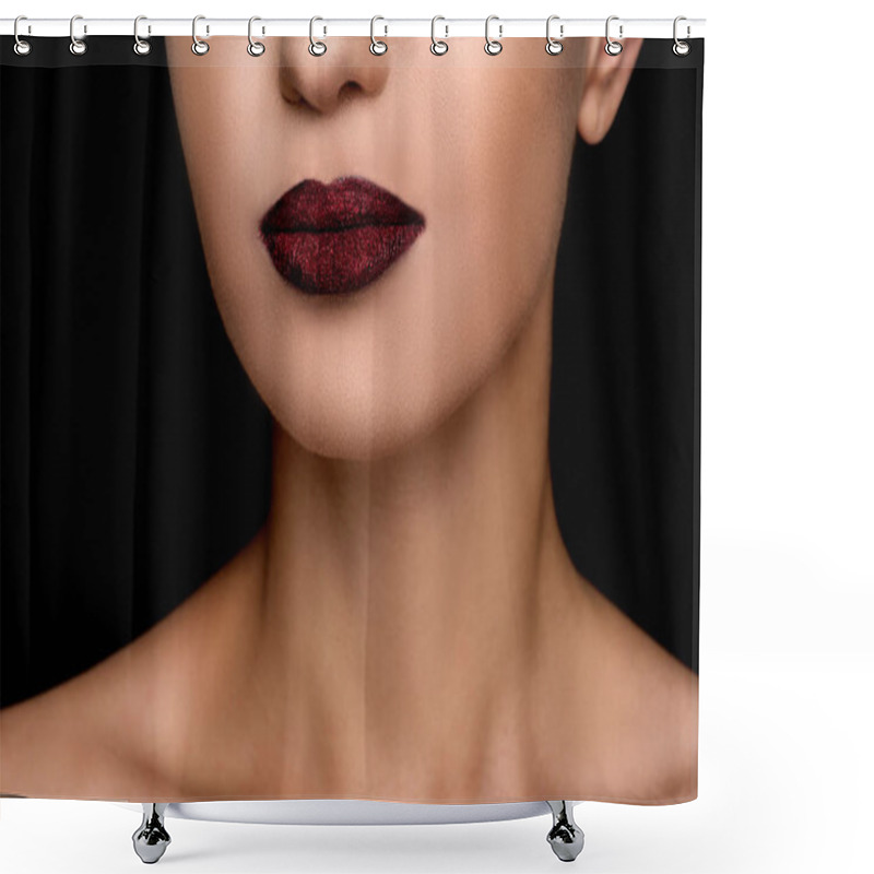 Personality  Fashionable Woman With Dark Lips  Shower Curtains