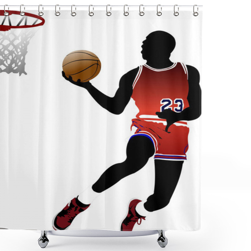 Personality  Basketball Players. Vector Illustration Shower Curtains