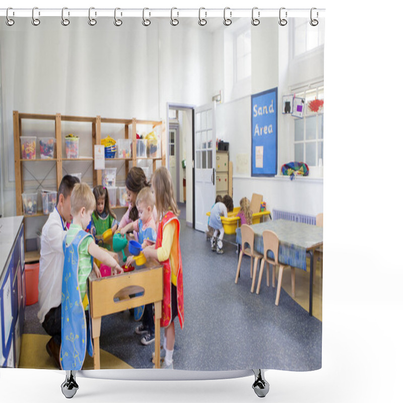 Personality  Group Of Children Playing In A Classroom Shower Curtains