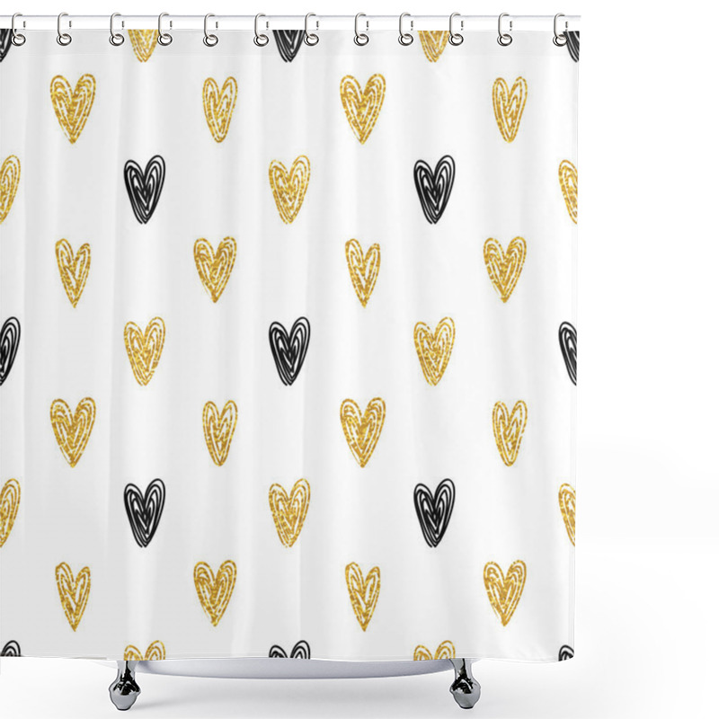 Personality  Polka Dot Gold Hearts Pattern Shower Curtains