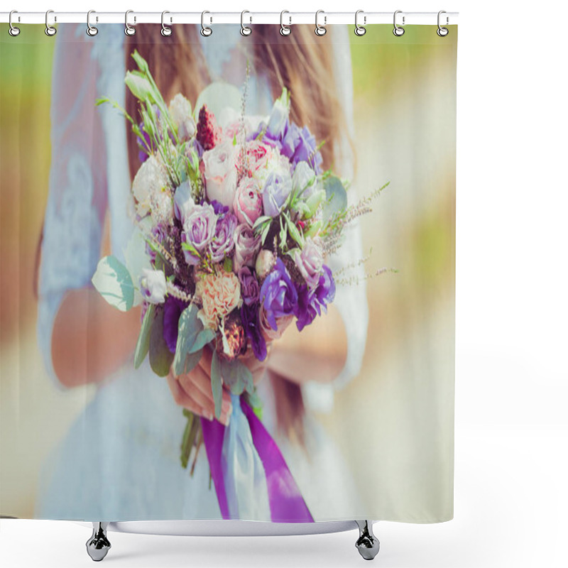 Personality  Bridal Beautiful Romantic Bouquet Of Various Flowers Shower Curtains