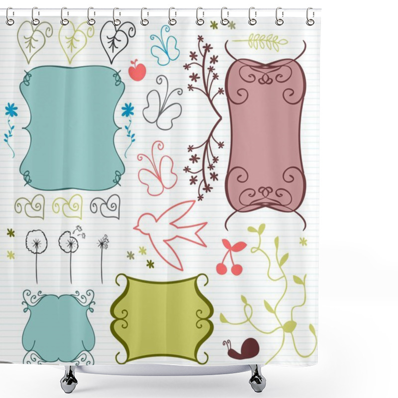 Personality  A Set Of Decorative Elements Shower Curtains