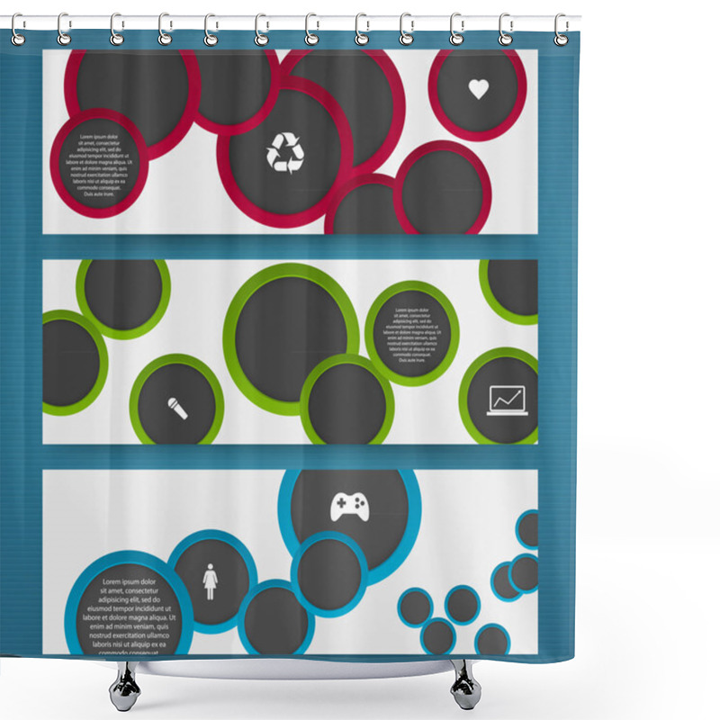 Personality  Set Of Web Buttons Vector Illustration Shower Curtains